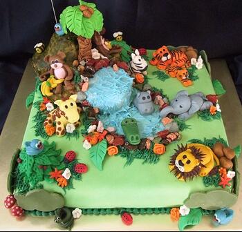 Kids Birthday Cake - Jungle