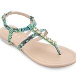 EZRA Snakeskin Strappy Sandal With Embellishment