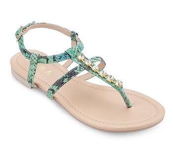 EZRA Snakeskin Strappy Sandal With Embellishment