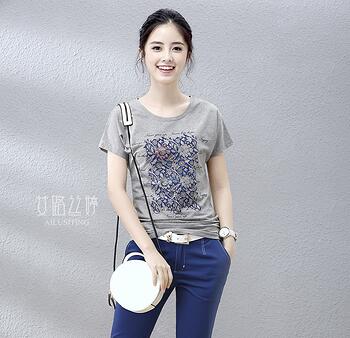 Floral Rectangular Printing Short Sleeve T Shirt