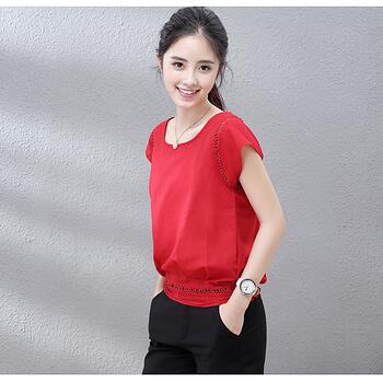 Red Blouse With Short Sleeve