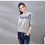 Grey Blouse With 3/4 Sleeve