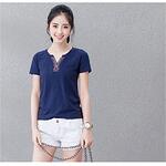 Small V Short Sleeve T Shirt - Blue S