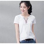 Small V Short Sleeve T Shirt -White L