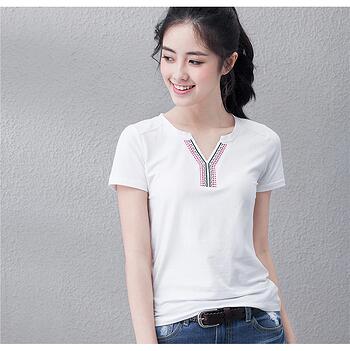Small V Short Sleeve T Shirt -White M